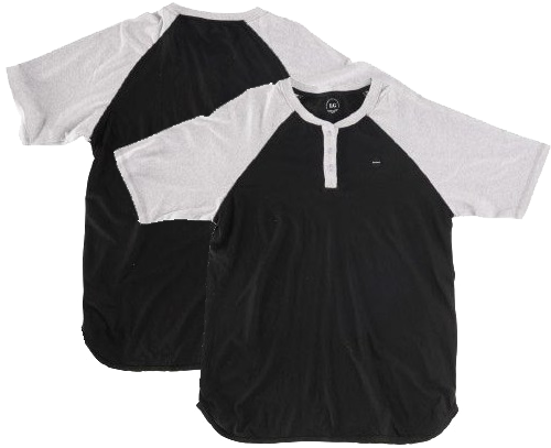 RDS Sidetrack Raglan Henley, Black Heather Grey