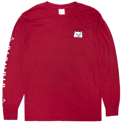 RIPNDIP Lord Nermal LS Pocket Tee, Burgundy