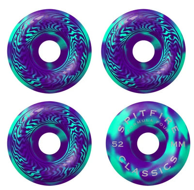 Spitfire Classic Formula Four Swirled Teal Purple 99D Wheels 52mm